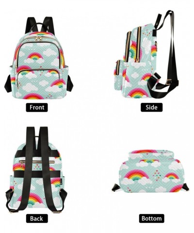 Cartoon Rainbow Heart Clouds Fashion Backpack Purse for Women Multipurpose Casual Daypack with Multi Pockets & Secured Zipper...