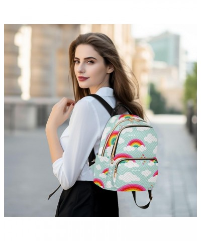 Cartoon Rainbow Heart Clouds Fashion Backpack Purse for Women Multipurpose Casual Daypack with Multi Pockets & Secured Zipper...