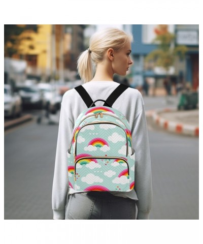 Cartoon Rainbow Heart Clouds Fashion Backpack Purse for Women Multipurpose Casual Daypack with Multi Pockets & Secured Zipper...