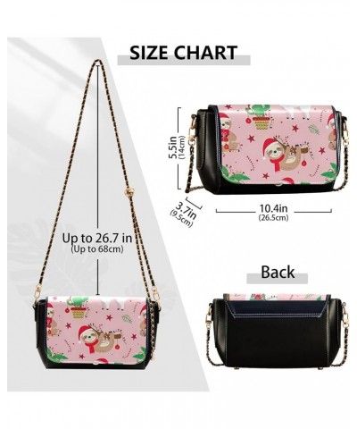 Flamingos Tropical Leaves Flowers Crossbody Bags for Women Black Leather Shoulder Bags Phone Satchel with Chain Strap Christm...