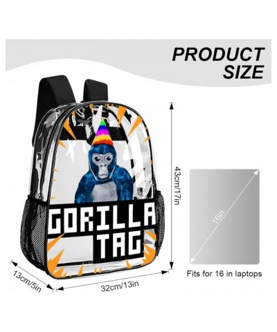 Gorilla Tag Clear Backpack,Heavy Duty PVC Transparent bag Stadium Approved See Through Backpack for Women for Work Travel Fes...