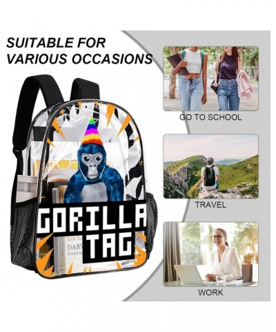 Gorilla Tag Clear Backpack,Heavy Duty PVC Transparent bag Stadium Approved See Through Backpack for Women for Work Travel Fes...