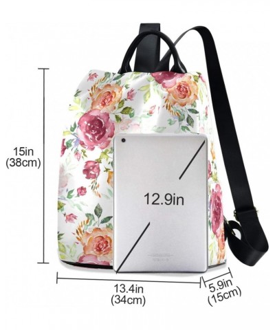 Watercolor Pink Rose Flower Backpack Purse for Women Anti Theft Fashion Back Pack Shoulder Bag $22.39 Backpacks