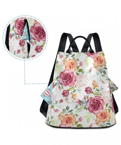 Watercolor Pink Rose Flower Backpack Purse for Women Anti Theft Fashion Back Pack Shoulder Bag $22.39 Backpacks