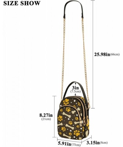 Yellow Paw Print Bone Small Crossbody Bag Quilted Handbags for Women Chain Shoulder Bag $12.48 Shoulder Bags