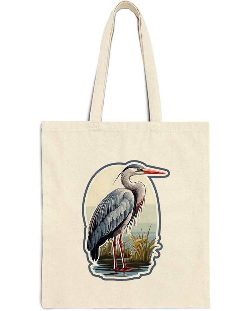 Heron Cotton Tote Bag for Women Men Casual Tote Bag Cloth Canvas Shopping Bags with Handles Cute Bags Everyday Use 15" x 16" ...