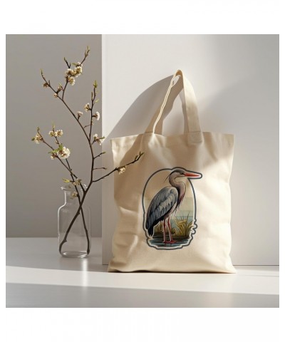 Heron Cotton Tote Bag for Women Men Casual Tote Bag Cloth Canvas Shopping Bags with Handles Cute Bags Everyday Use 15" x 16" ...