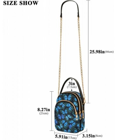 Blue Butterflies Crossbody Bags for Women Multi Pocket Shoulder Handbags with Adjustable Strap $13.00 Crossbody Bags