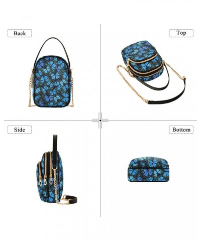 Blue Butterflies Crossbody Bags for Women Multi Pocket Shoulder Handbags with Adjustable Strap $13.00 Crossbody Bags