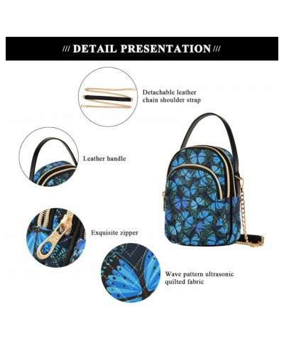 Blue Butterflies Crossbody Bags for Women Multi Pocket Shoulder Handbags with Adjustable Strap $13.00 Crossbody Bags