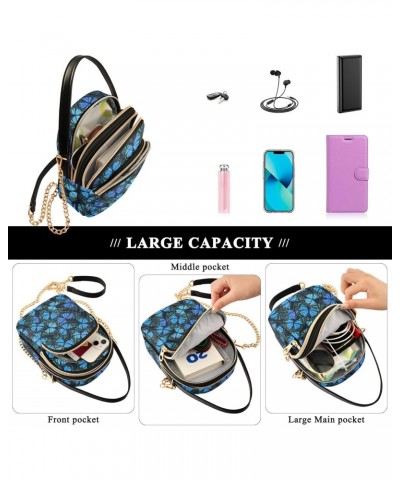 Blue Butterflies Crossbody Bags for Women Multi Pocket Shoulder Handbags with Adjustable Strap $13.00 Crossbody Bags