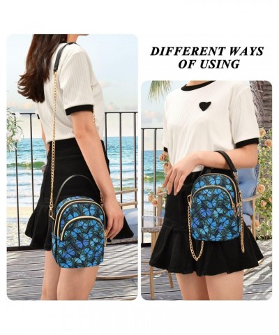 Blue Butterflies Crossbody Bags for Women Multi Pocket Shoulder Handbags with Adjustable Strap $13.00 Crossbody Bags