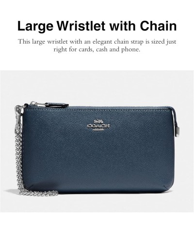 Womens Crossgrain Leather Wristlet W Chain Denim $45.00 Wristlets