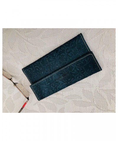 A trifold women's snap wallet handcrafted from 100% genuine leather with a whimsical floral carving $16.39 Wallets