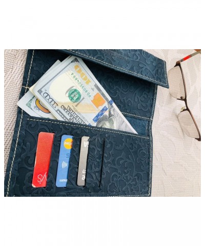 A trifold women's snap wallet handcrafted from 100% genuine leather with a whimsical floral carving $16.39 Wallets