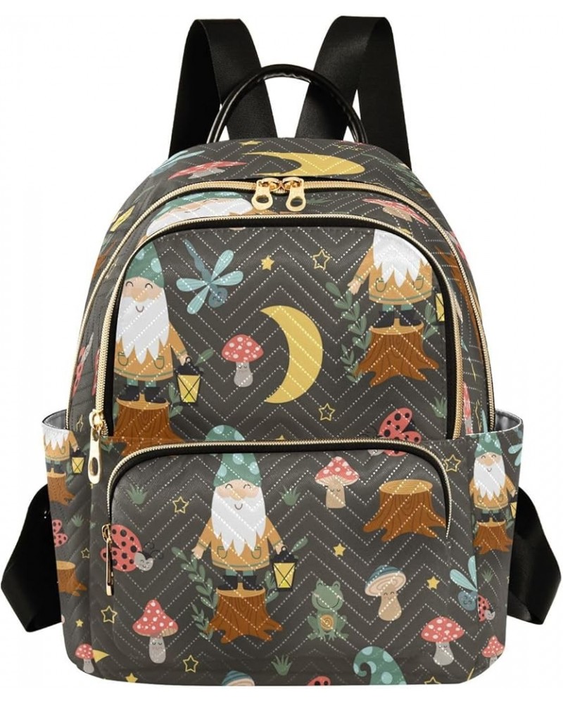 Women Backpack Purse Gnome Frog and Mushrooms Fashion Shoulder Bags Travel Backpack Small Daypacks M Medium $14.30 Backpacks