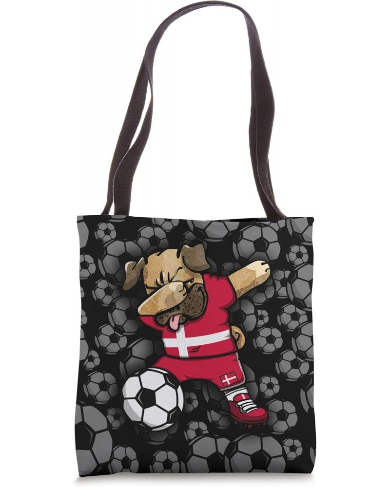 Dabbing Pug Denmark Soccer Fans Jersey Danish Football Sport Tote Bag $14.43 Totes