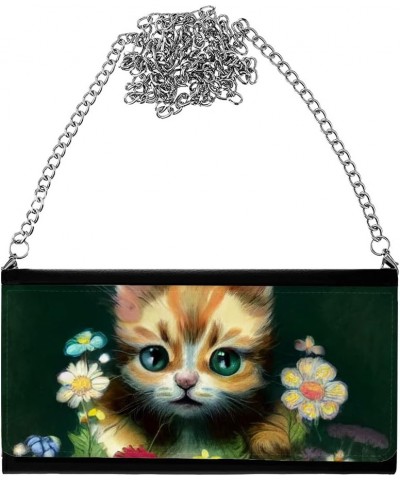 Cat with Flower Women's Wallet Clutch - Kitten Clutch for Women - Artwork Women's Wallet Clutch $22.94 Clutches