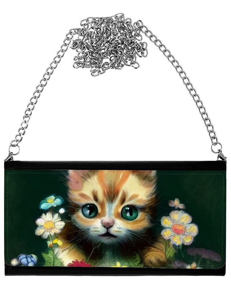 Cat with Flower Women's Wallet Clutch - Kitten Clutch for Women - Artwork Women's Wallet Clutch $22.94 Clutches