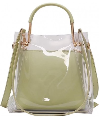 Clear Shoulder Bag for Women Cute Bucket Bag Crossbody Purse PVC Tote Work Bag 2 in 1 Transparent Top Handle Satchel Green $2...