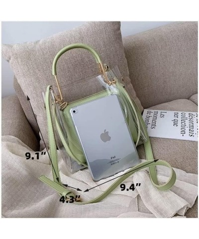 Clear Shoulder Bag for Women Cute Bucket Bag Crossbody Purse PVC Tote Work Bag 2 in 1 Transparent Top Handle Satchel Green $2...