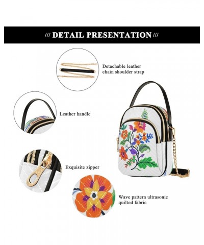 Oriental Motif Of Flowers Crossbody Bags for Women Quilted Shoulder Bag Handbag with Chain Strap Tribal Traditional Trendy Cr...