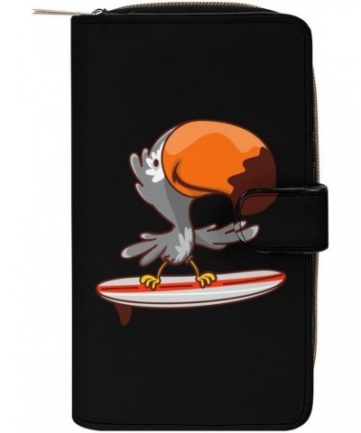 Funny Toucan Surfing Board Womens Wallet Leather Card Holder Purse RFID Blocking Bifold Clutch Handbag with Zipper Pocket $20...