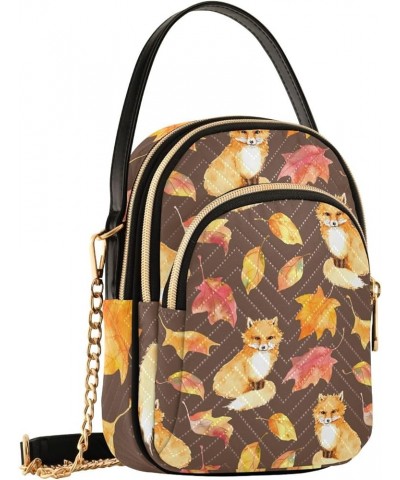 Cute Fox Fall Leaves Thanksgiving Crossbody Bags for Women Small Sling Cross Body Bag Fanny Pack Mini Purse with Zip B001 $10...