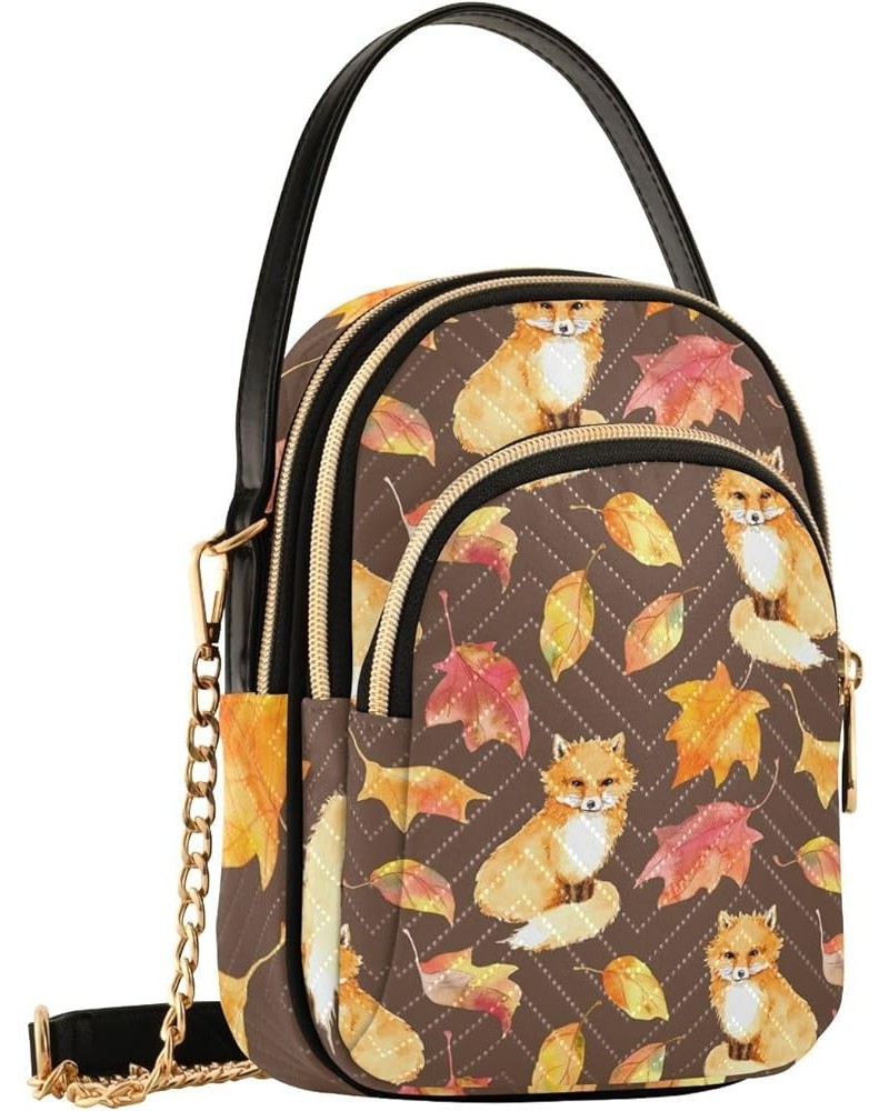 Cute Fox Fall Leaves Thanksgiving Crossbody Bags for Women Small Sling Cross Body Bag Fanny Pack Mini Purse with Zip B001 $10...