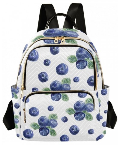 Blue Blueberry Fruits Backpack for Women Shoulder Bag Lightweight Mini Backpack Casual Daypack Back Pack for Travel Work Smal...