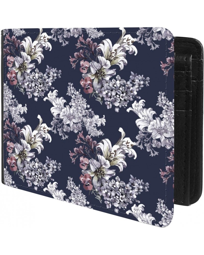 Unique Desige Pattern - Lily Lilac and Pansies Pattern, Slim Front Pocket Wallet Billfold RFID Blocking $9.17 Wallets