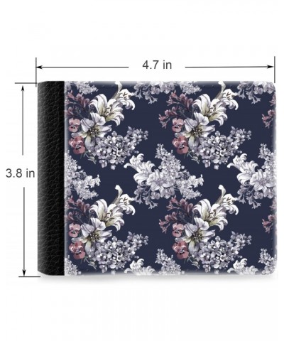 Unique Desige Pattern - Lily Lilac and Pansies Pattern, Slim Front Pocket Wallet Billfold RFID Blocking $9.17 Wallets