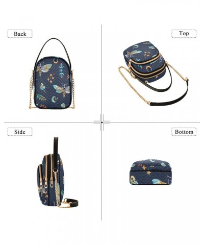 Leave Pattern Handbags for Women Crossbody Bag Chain Strap Crossbody Bag Magic Moth Butterfly $10.74 Shoulder Bags