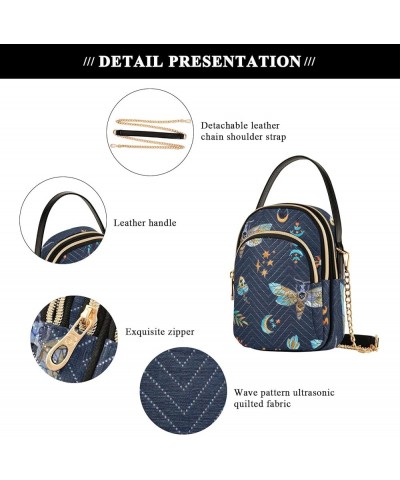 Leave Pattern Handbags for Women Crossbody Bag Chain Strap Crossbody Bag Magic Moth Butterfly $10.74 Shoulder Bags