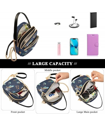 Leave Pattern Handbags for Women Crossbody Bag Chain Strap Crossbody Bag Magic Moth Butterfly $10.74 Shoulder Bags