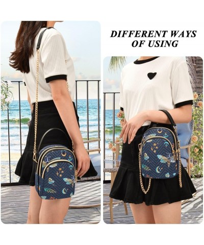 Leave Pattern Handbags for Women Crossbody Bag Chain Strap Crossbody Bag Magic Moth Butterfly $10.74 Shoulder Bags