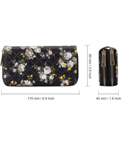 Double Zipper Long Clutch Wallet Cellphone Wallet for Women with Removable Wristlet Strap for Credit Card, Cash, Coin, Bill S...