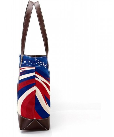 The Tote Bag For Women,Tote Bag With Zipper,Canvas Tote Bag,American Flag Stripes Blue Handbags $26.87 Totes