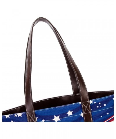 The Tote Bag For Women,Tote Bag With Zipper,Canvas Tote Bag,American Flag Stripes Blue Handbags $26.87 Totes