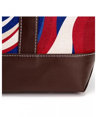 The Tote Bag For Women,Tote Bag With Zipper,Canvas Tote Bag,American Flag Stripes Blue Handbags $26.87 Totes