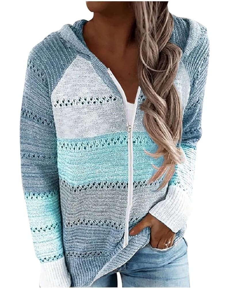 Women Fashion Cute Long-Sleeved Sweater Pullover Comfortable Crochet Sweaters Lightweight Autumn and Winter 2-blue $7.82 Clot...