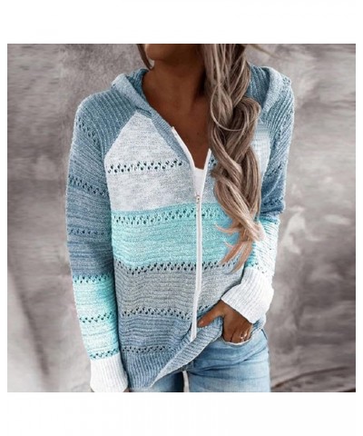 Women Fashion Cute Long-Sleeved Sweater Pullover Comfortable Crochet Sweaters Lightweight Autumn and Winter 2-blue $7.82 Clot...