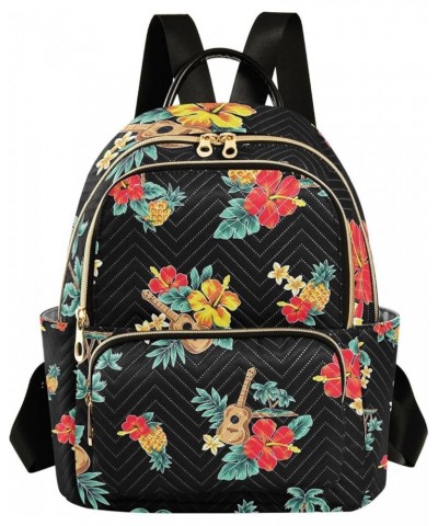 Women Backpack Tropical Guitar Hibiscus Pineapple Anti-Theft Travel Backpack with Luggage Belt Lightweight Handbag Lady Purse...