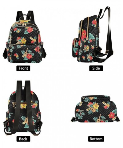 Women Backpack Tropical Guitar Hibiscus Pineapple Anti-Theft Travel Backpack with Luggage Belt Lightweight Handbag Lady Purse...