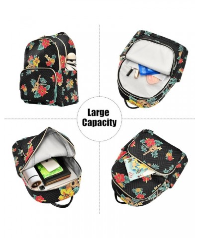 Women Backpack Tropical Guitar Hibiscus Pineapple Anti-Theft Travel Backpack with Luggage Belt Lightweight Handbag Lady Purse...