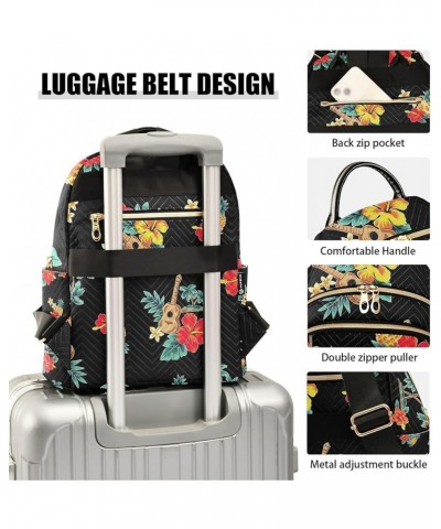 Women Backpack Tropical Guitar Hibiscus Pineapple Anti-Theft Travel Backpack with Luggage Belt Lightweight Handbag Lady Purse...