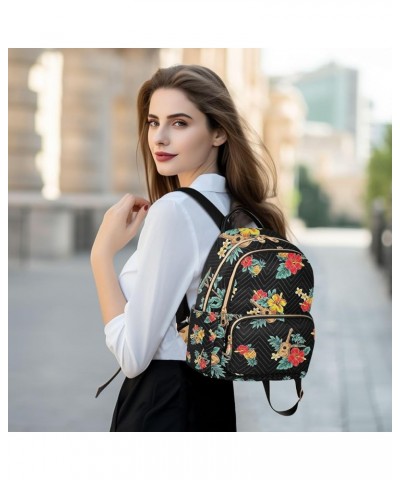 Women Backpack Tropical Guitar Hibiscus Pineapple Anti-Theft Travel Backpack with Luggage Belt Lightweight Handbag Lady Purse...