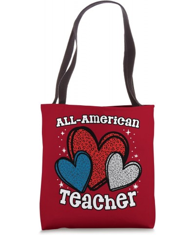 Cute All-American Teacher Patriotic Hearts for Women Tote Bag $11.70 Totes