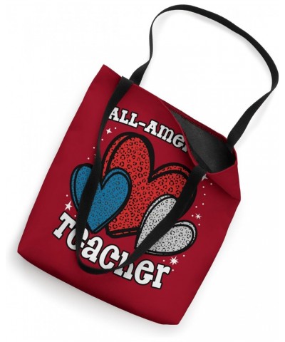 Cute All-American Teacher Patriotic Hearts for Women Tote Bag $11.70 Totes