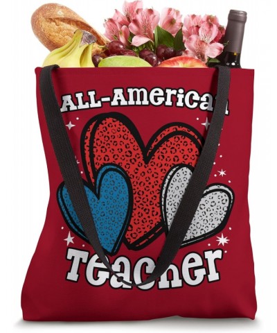 Cute All-American Teacher Patriotic Hearts for Women Tote Bag $11.70 Totes